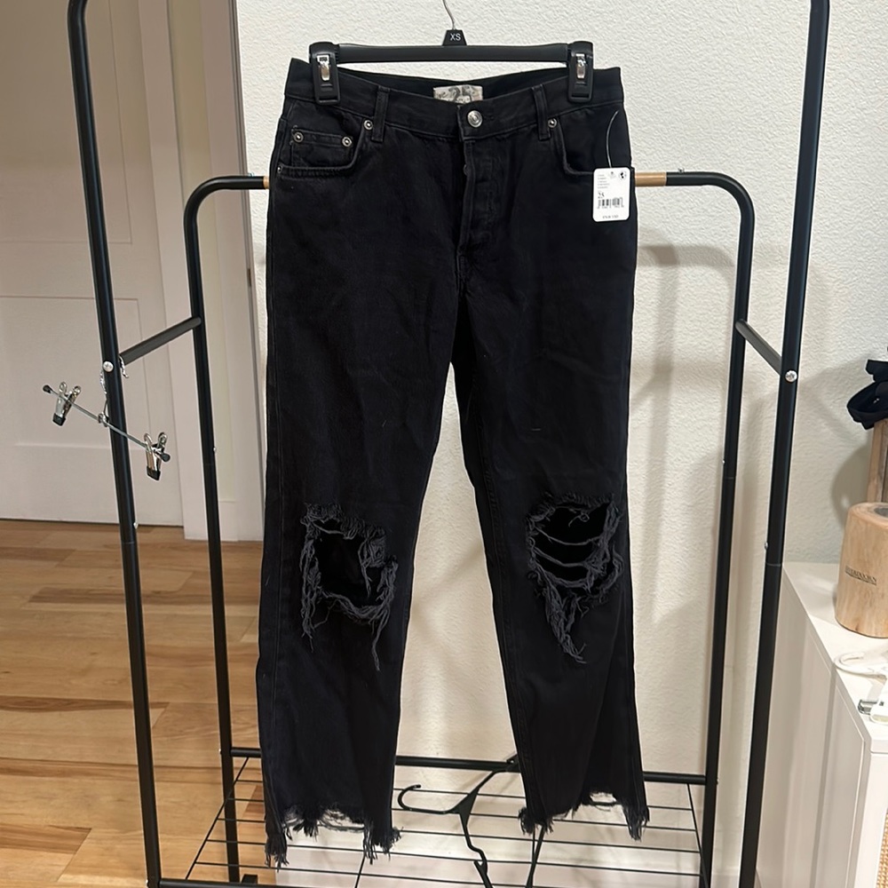 Free People distressed Straight leg jeans, size 25, black